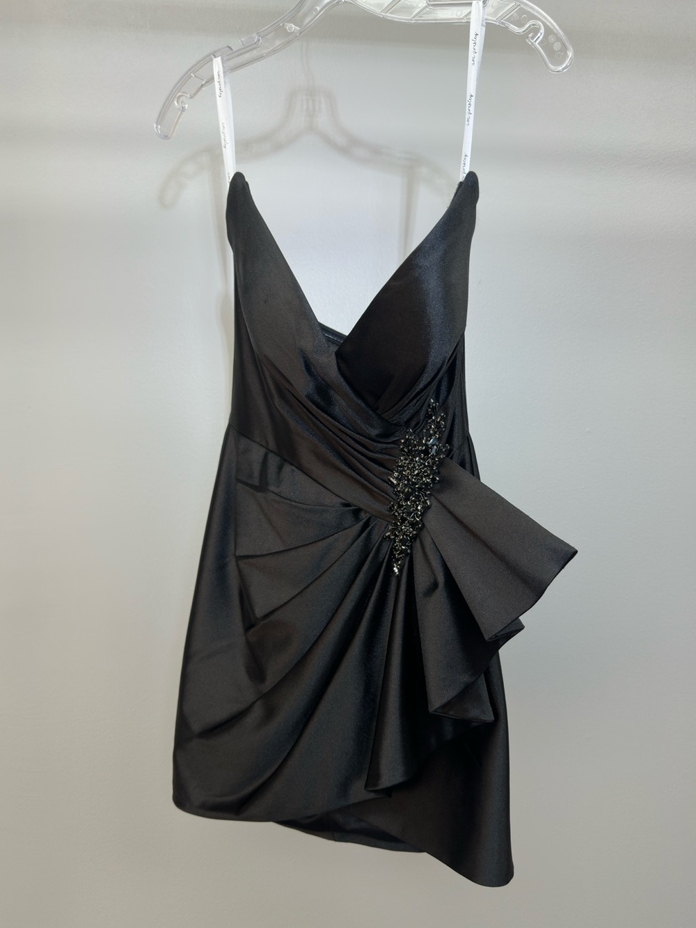 Black Draped Dress with Beaded Detail